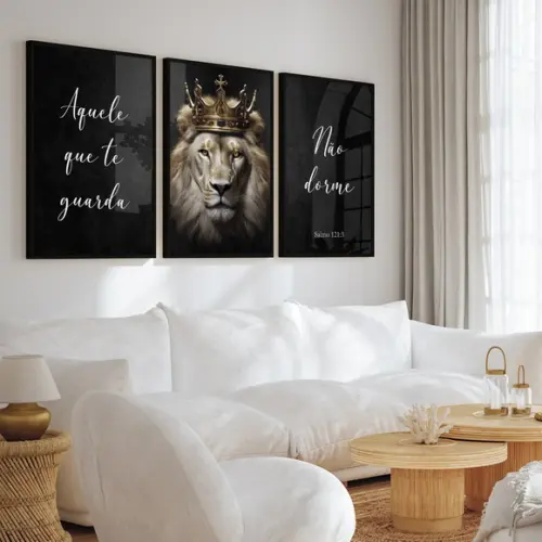 Quadro Decorativo Aquele Que Te Guarda Não Dorme Leão Vidro