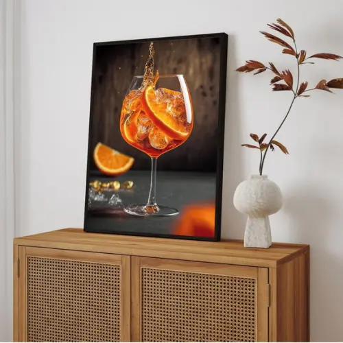 Quadro Decorativo Aperol Drink Bebidas Bares com Moldura