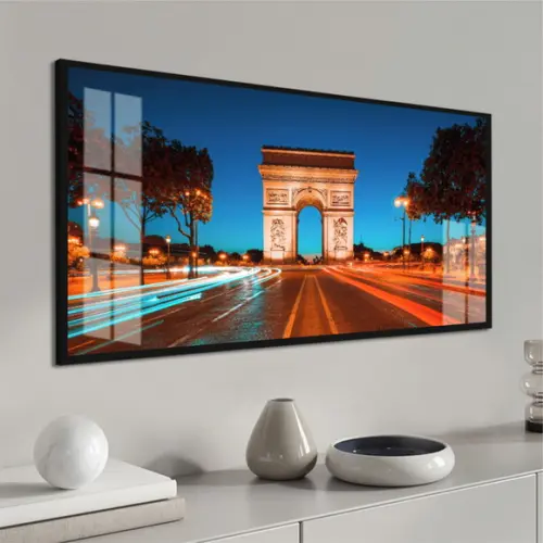 Quadro Decorativo Arco do Triunfo Cidade Paris Moldura Vidro