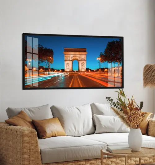 Quadro Decorativo Arco do Triunfo Cidade Paris Moldura Vidro