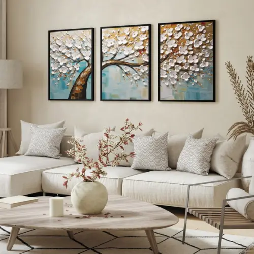 Quadro Decorativo Arvore Folhagem Abstrato Moderno Moldura