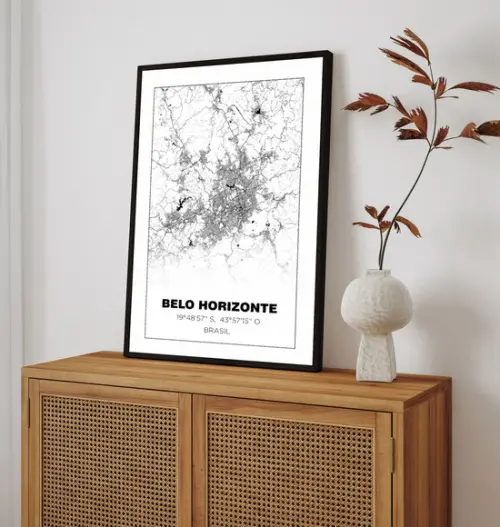 Quadro Decorativo Belo Horizonte Minas Gerais Cidade Moldura