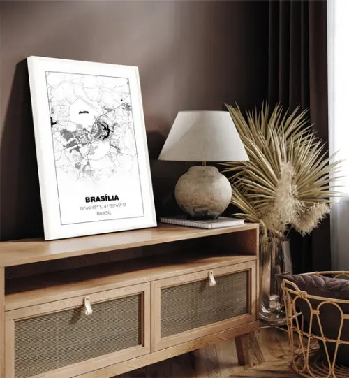 Quadro Decorativo Brasília Cidade Brasil Frases com Moldura