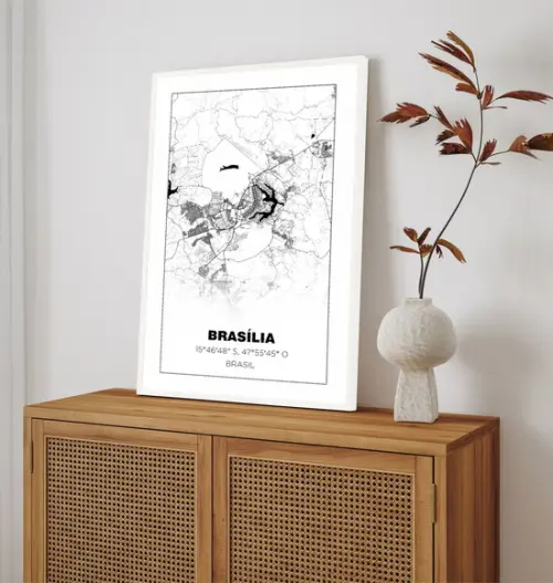 Quadro Decorativo Brasília Cidade Brasil Frases com Moldura