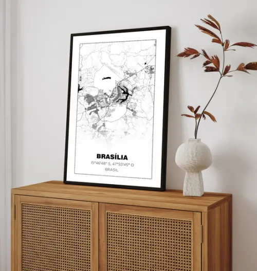 Quadro Decorativo Brasília Cidade Brasil Frases com Moldura
