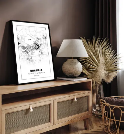 Quadro Decorativo Brasília Cidade Brasil Frases com Moldura