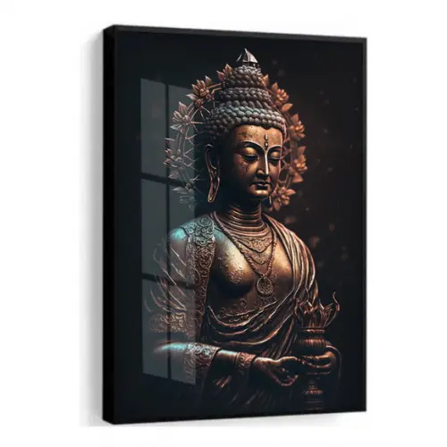 Quadro Decorativo Buda Meditação Quarto Sala Moldura e Vidro