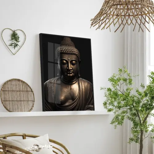 Quadro Decorativo Buda Meditação Sala Quarto Moldura e Vidro