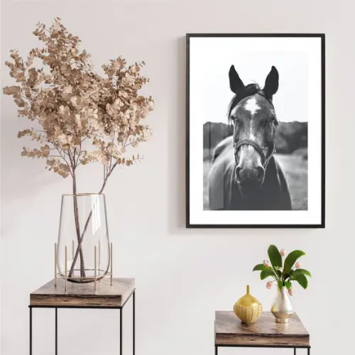 Quadro Decorativo Cavalo Para Sala Quarto Com Vidro Moldura