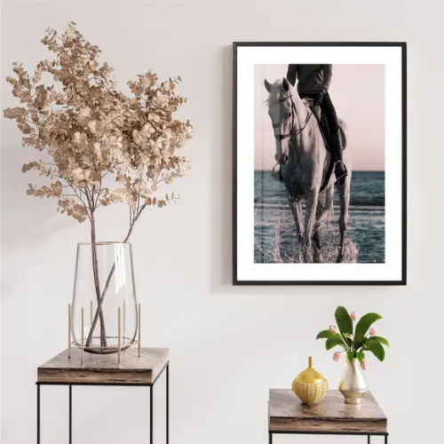 Quadro Decorativo Cavalo Para Sala Quarto Vidro e Moldura