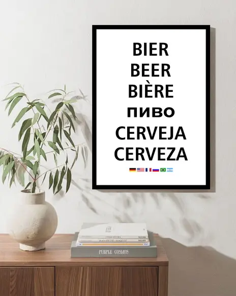 Quadro Decorativo Cerveja Para Área De Churrasco Com Moldura