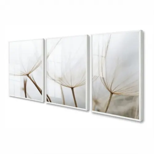 Quadro Decorativo com Moldura e Vidro Dente de Leão Flor