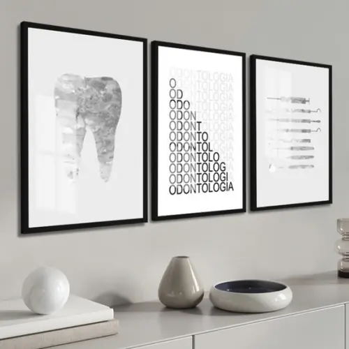 Quadro Decorativo Consultório Dentista Odonto Moldura Vidro