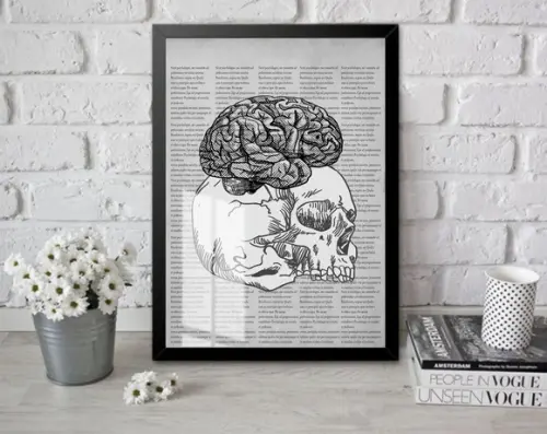 Quadro Decorativo Consultório Psicologia Com Moldura e Vidro