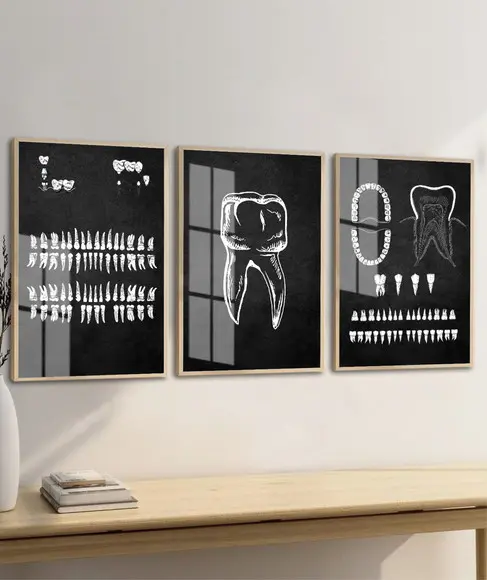 Quadro Decorativo Consultório Dentista Odontologia com Vidro