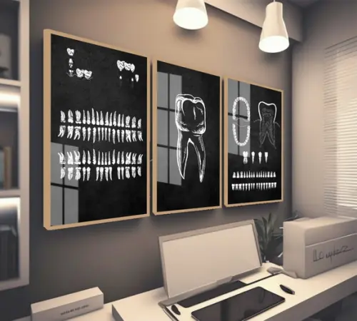 Quadro Decorativo Consultório Dentista Odontologia com Vidro