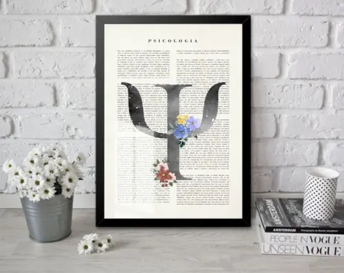 Quadro Decorativo Consultório Psicologia Com Moldura e Vidro