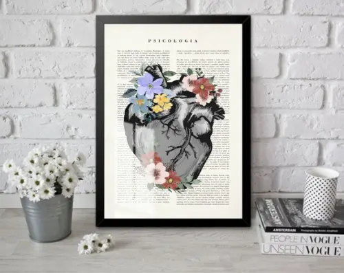 Quadro Decorativo Coração Medicina Anatomia Moldura e Vidro