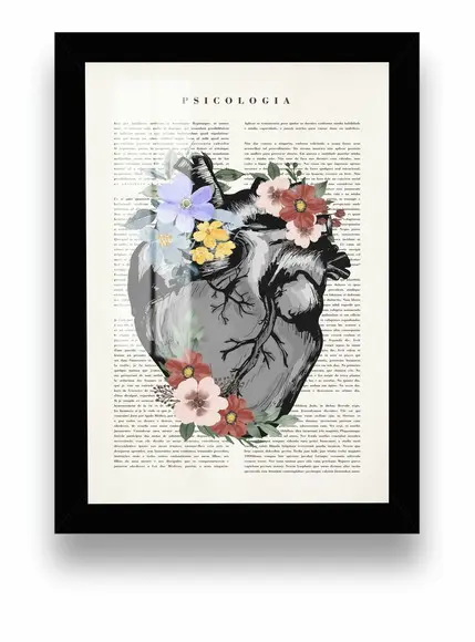 Quadro Decorativo Coração Medicina Anatomia Moldura e Vidro