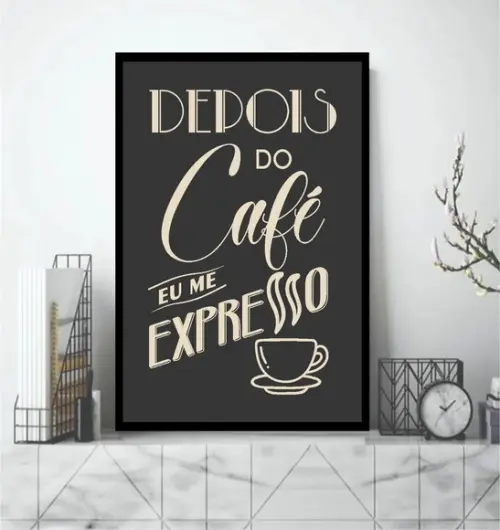 Quadro Decorativo Cozinha Café Expresso Lanchonete Moldura