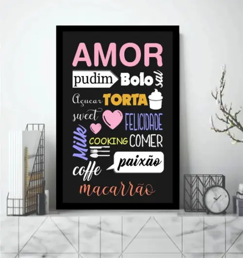 Quadro Decorativo Cozinha Padaria Café Restaurante Moldura