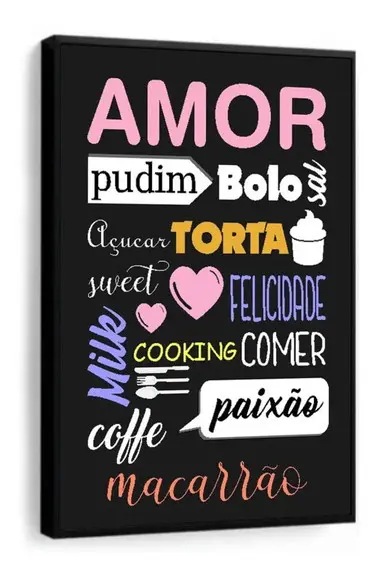 Quadro Decorativo Cozinha Padaria Café Restaurante Moldura