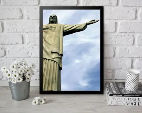 Quadro Decorativo Cristo Redentor Rio De Janeiro Com Moldura