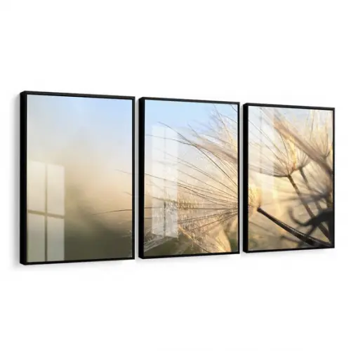 Quadro Decorativo Dente De Leão Para Sala Com Moldura Vidro