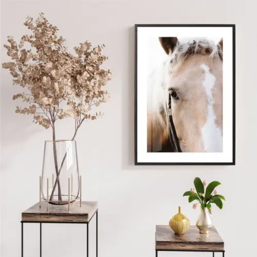 Quadro Decorativo De Cavalos Para Sala Com Moldura e Vidro