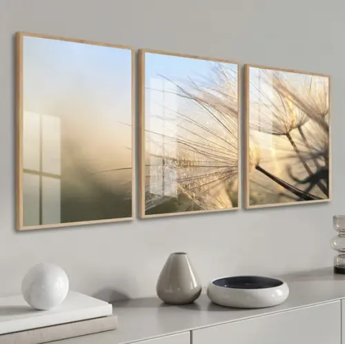 Quadro Decorativo Dente De Leão Para Sala Moldura E Vidro
