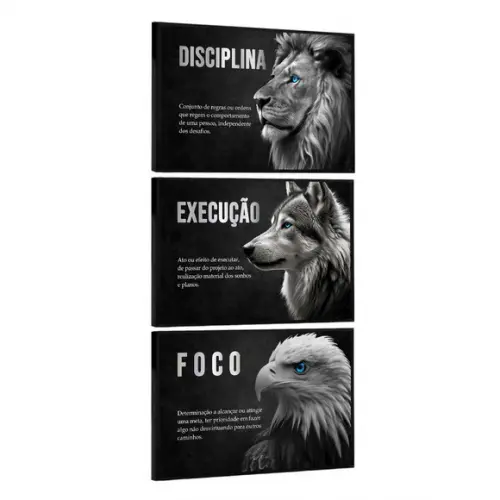 Quadro Decorativo Disciplina Execução Foco Animais Motivação