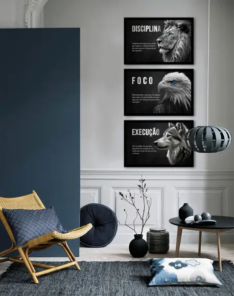 Quadro Decorativo Disciplina Execução Foco Animais Motivação