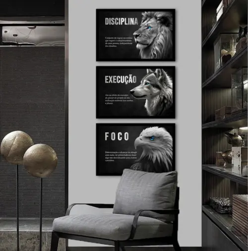 Quadro Decorativo Disciplina Execução Foco Animais Motivação