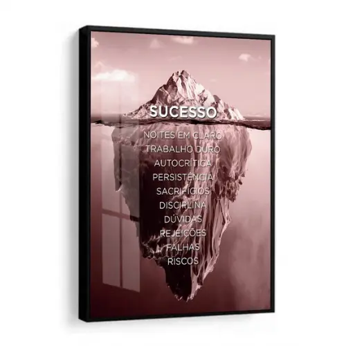 Quadro Decorativo Escritório Motivação Iceberg Moldura Vidro
