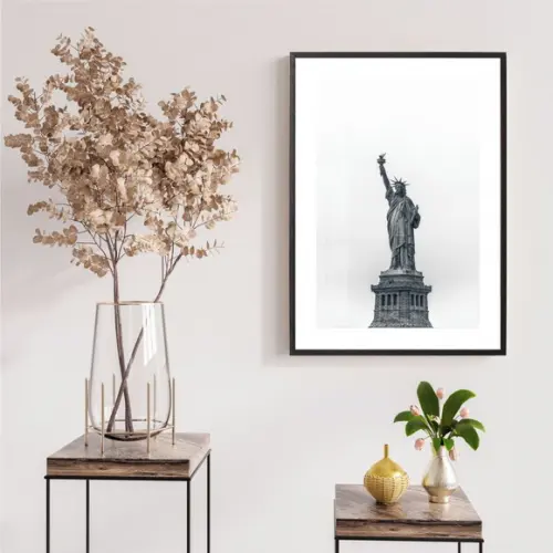 Quadro Decorativo Estátua Da Liberdade Com Moldura e Vidro