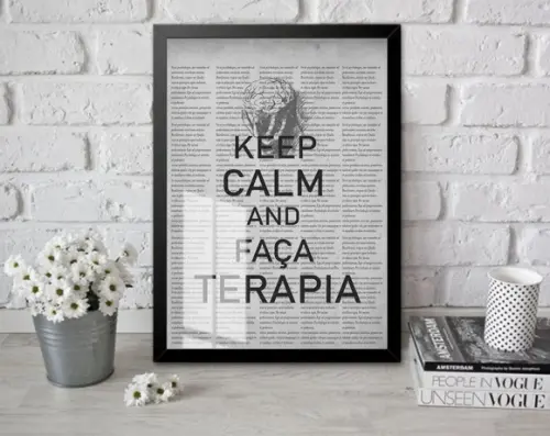 Quadro Decorativo Faça Terapia Psicologia Com Moldura Vidro