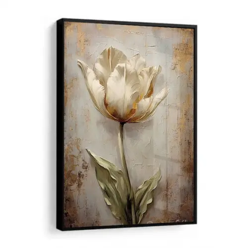 Quadro Decorativo Flores Abstrato Sala Quarto Moldura Vidro