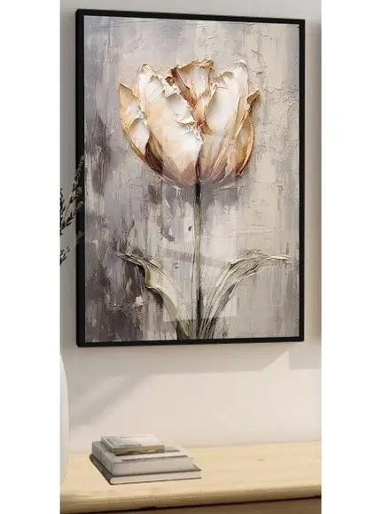 Quadro Decorativo Flores Abstrato Sala Moldura Vidro 50x70