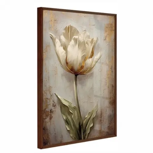 Quadro Decorativo Flores Abstrato Sala Quarto Vidro 50 x 70