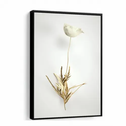 Quadro Decorativo Flores Douradas Para Quarto Sala Moldura