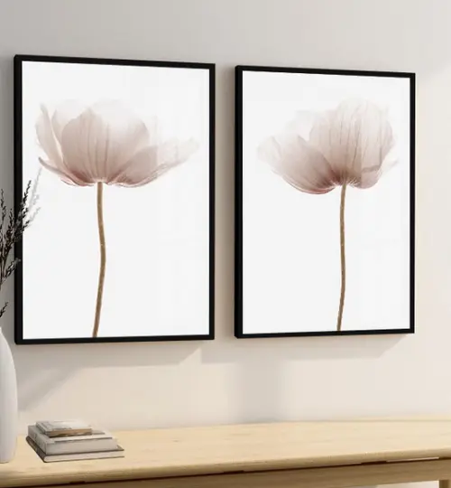 Quadro Decorativo Flores Para Sala e Quarto Moldura e Vidro