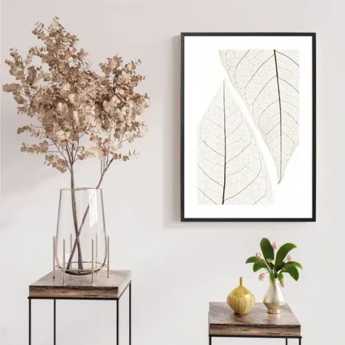 Quadro Decorativo Folhagem Para Sala Moderno Moldura e Vidro