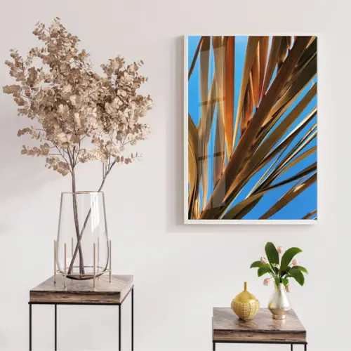 Quadro Decorativo Folhagem Sala Corredor Com Moldura e Vidro
