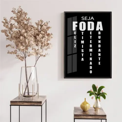 Quadro Decorativo Frase Motivação Moderno com Vidro Moldura