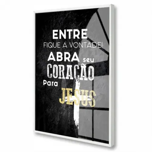 Quadro Decorativo Frase Motivacional Jesus Moldura e Vidro