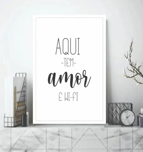 Quadro Decorativo Frases Moderno Wifi Quarto Sala Moldura