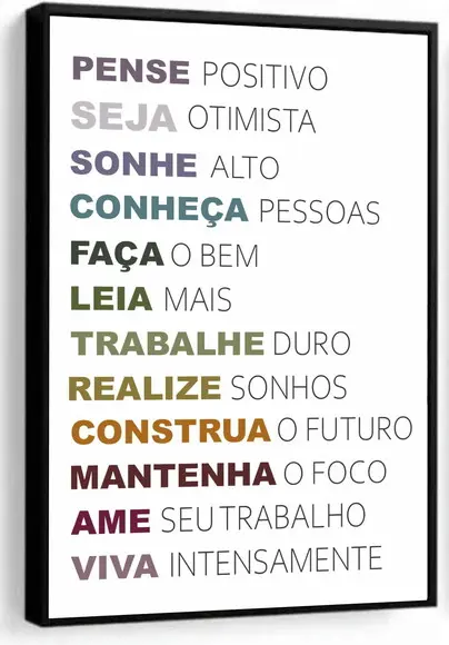 Quadro Decorativo Frases Positivas Motivação Moderno Moldura