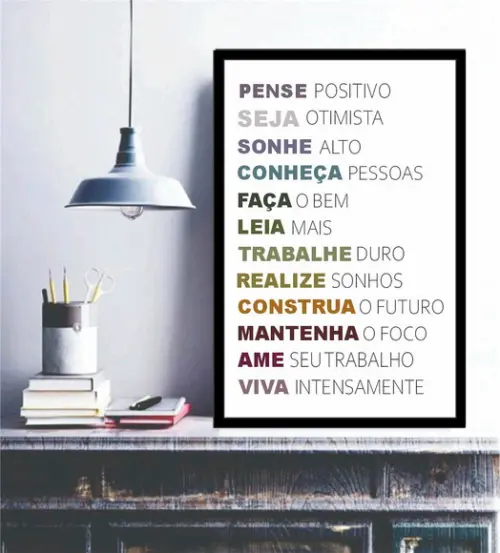 Quadro Decorativo Frases Positivas Motivação Moderno Moldura
