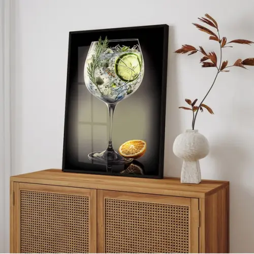Quadro Decorativo Gin Tônica Drink Bebidas Bares com Moldura