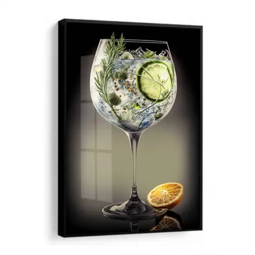 Quadro Decorativo Gin Tônica Drink Bebidas Bares com Moldura
